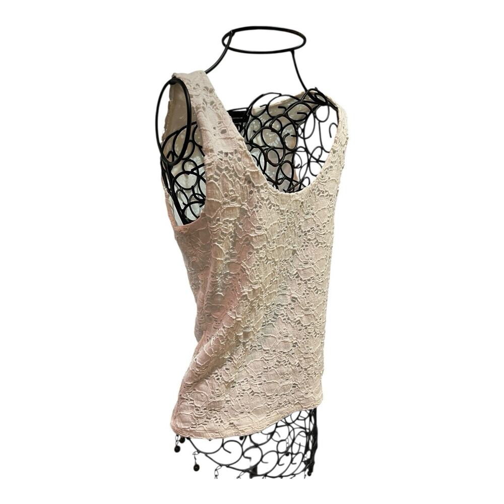 Womens / Teens White Lace Front & Back Lined Top Sleeveless Medium